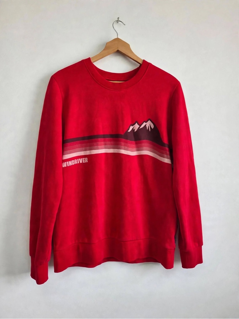WindRiver Red Mountain Graphic Crewneck Sweatshirt Stripped Retro Size Large